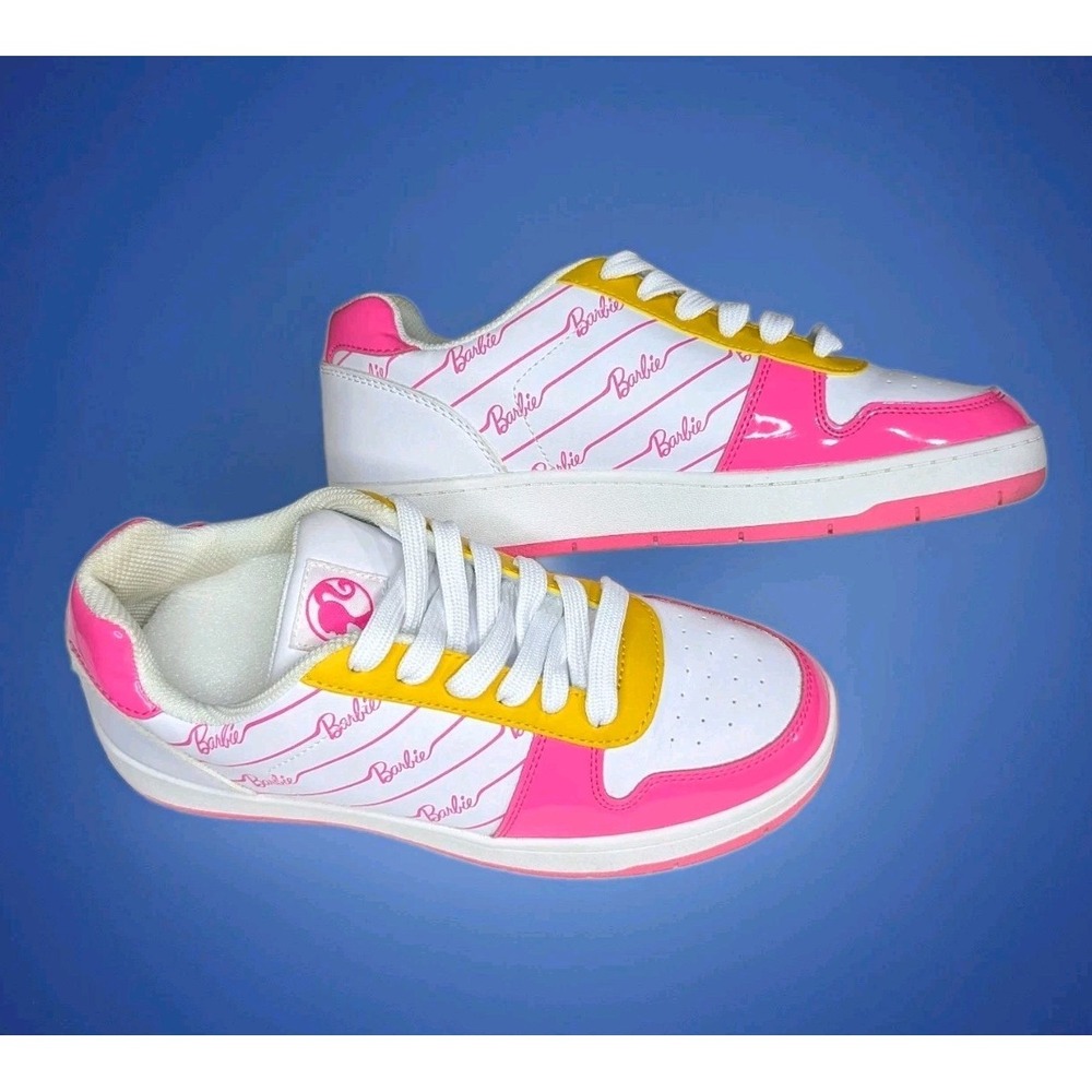 Barbie Womens Sneakers Size 8 Pink Yellow White Lace Up Y2K Barbiecore Shoes - Picture 2 of 11